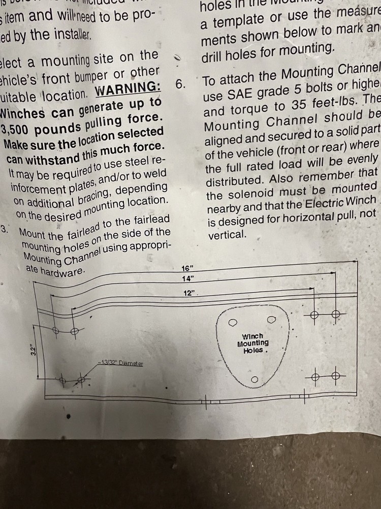3500lbs Winch Mounting Channel Universal