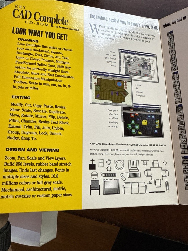 Key CAD Complete CD-Rom Software by SoftKey for Windows 95/3.1 & MAC 1994