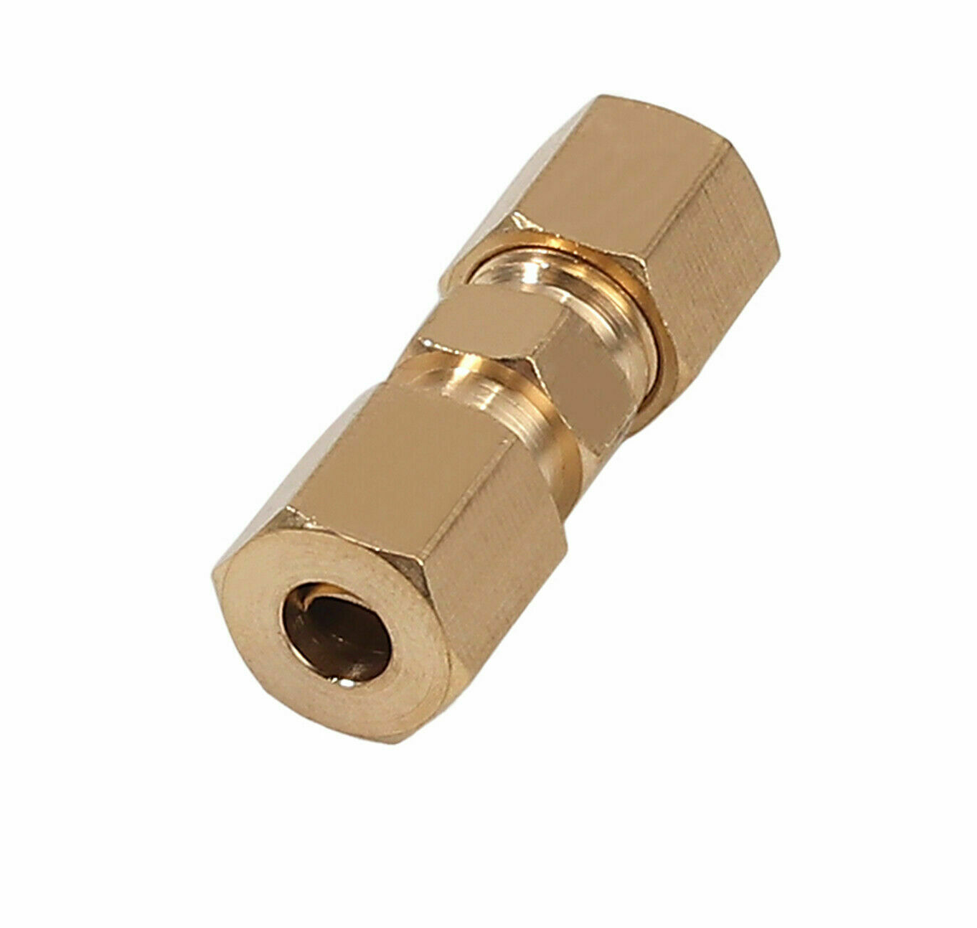 5x Brass Compression Fittings Union Connector For 3/16"OD Hydraulic Brake Lines
