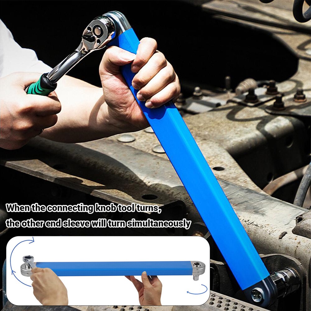 2 Pack Offset Extension Wrench Set Ratchet Spanner Wrench with Extender Adapter