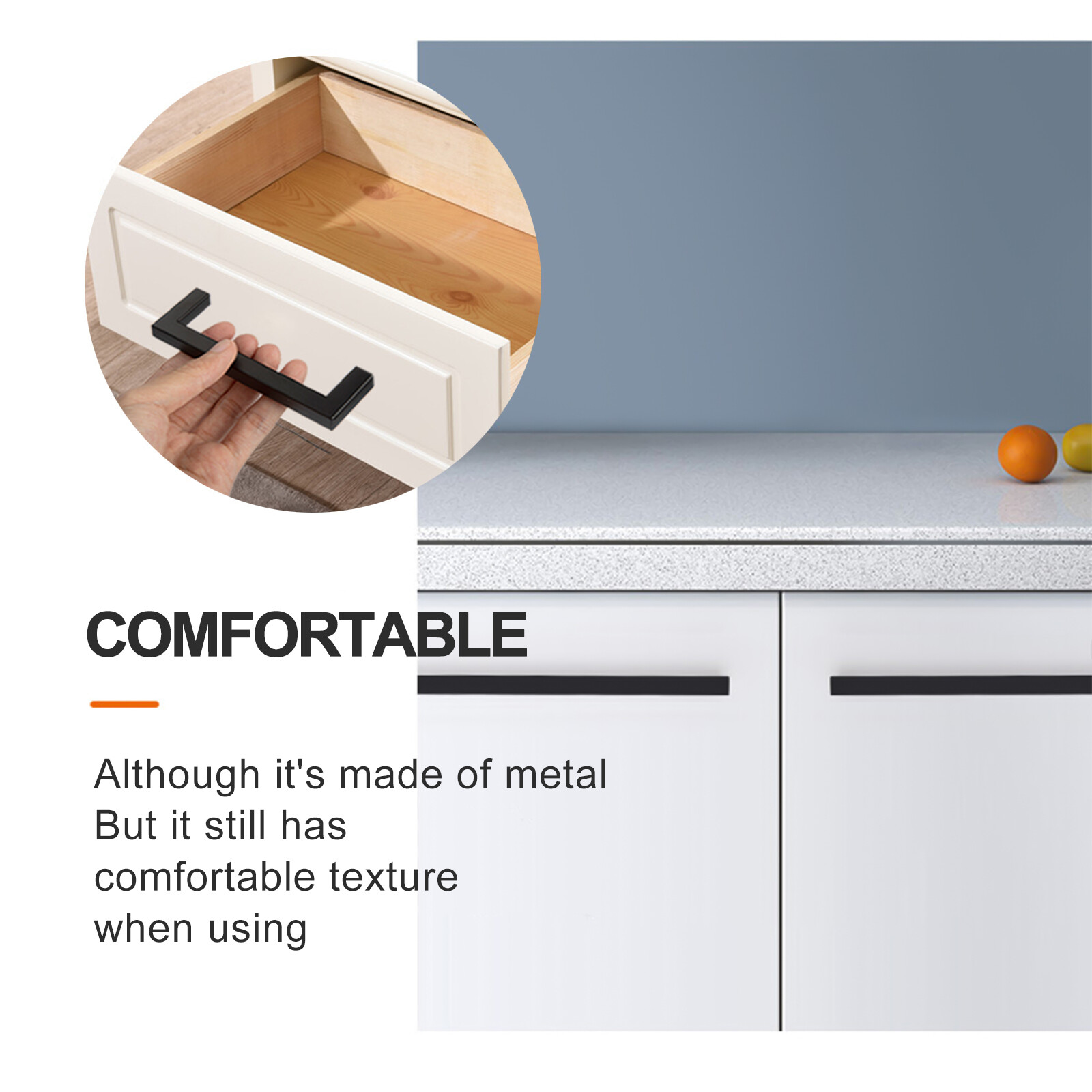 Modern Cabinet Handles Matte Black Kitchen Drawer Stainless Steel Square Pulls