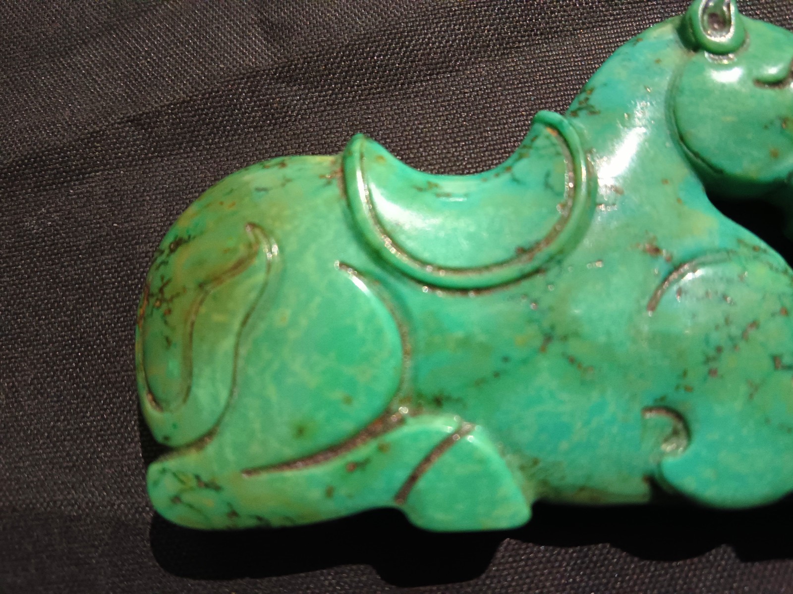 Chinese Old Turquoise Hand Carved *Horse* 2Faces Pendant
