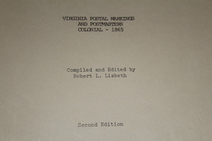 Virginia Postal Markings Postmasters Colonial 1865 Lisbeth 2nd BlueLakeStamps