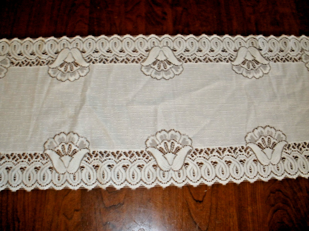 Off White Floral Table Runner 13"x34" (083)