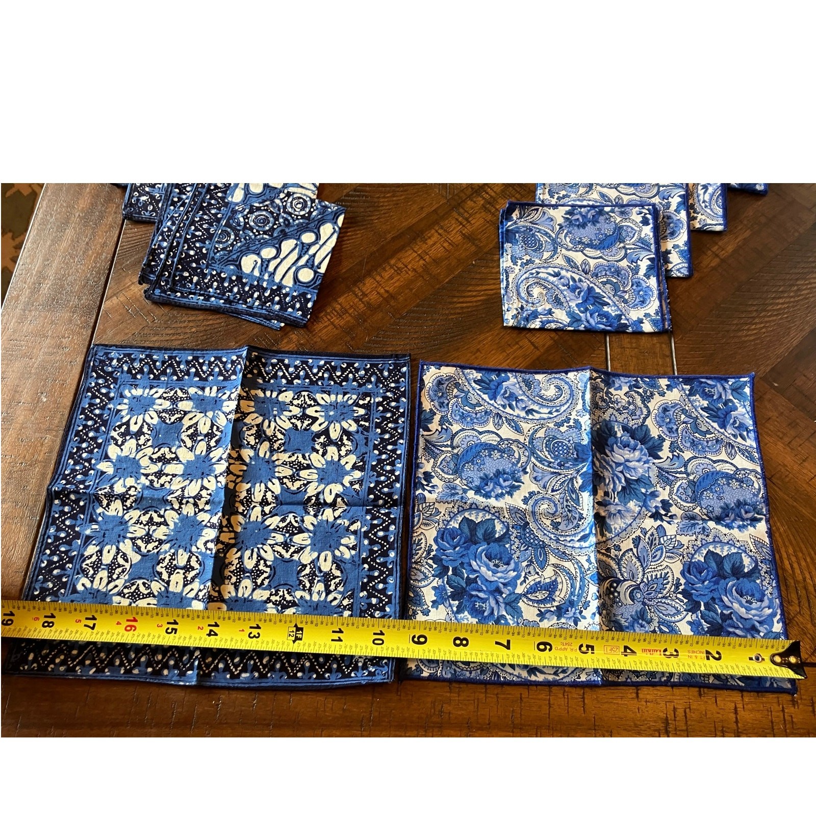 Napkin Set of 10 Blue Handmade Floral Paisley Boho