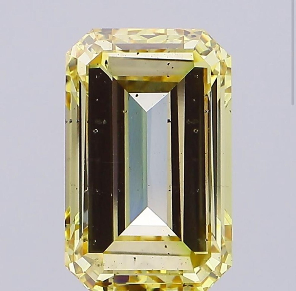 Yellow Emerald Cut Lab Created Diamond IGI