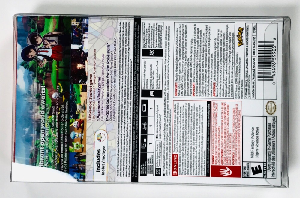 1 Box Protector Only For POKEMON SCARLET & VIOLET Nintendo Switch Double Pack