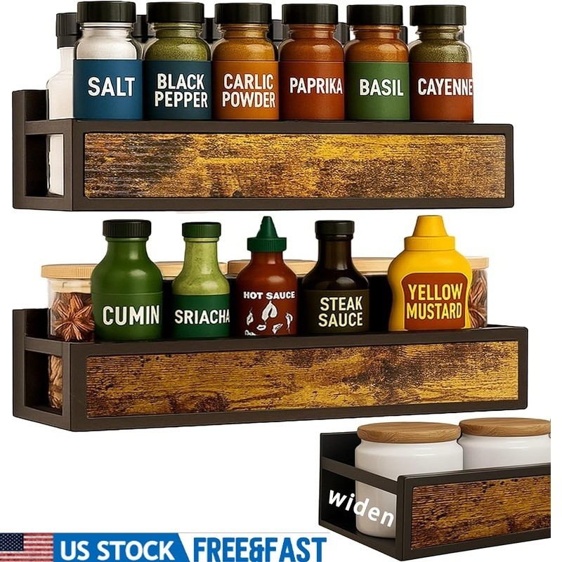 Wall Mount Spice Rack Organizer Easy Installation Durable Kitchen Storage New