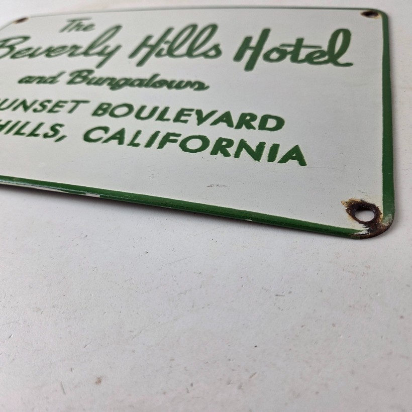 Vintage Beverly Hills Hotel Porcelain Sign - Sunset Boulevard Sign