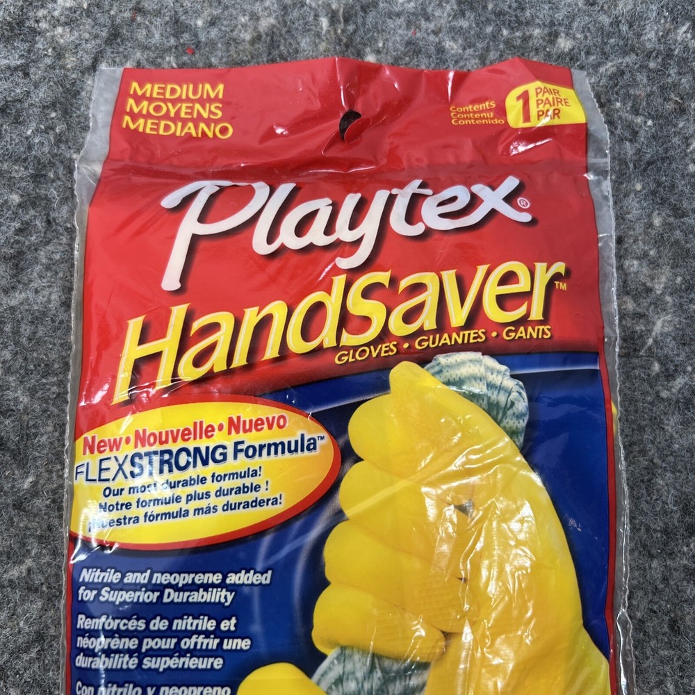 1 PrPlaytex Handsaver Gloves FlexStrong Formula Yellow Medium 2008 NOS