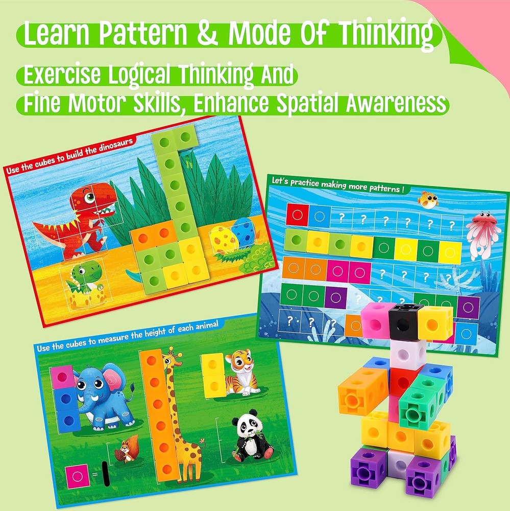 Math Linking Cubes, 100 Math Cube Manipulatives with 30 Learning Activities Numb