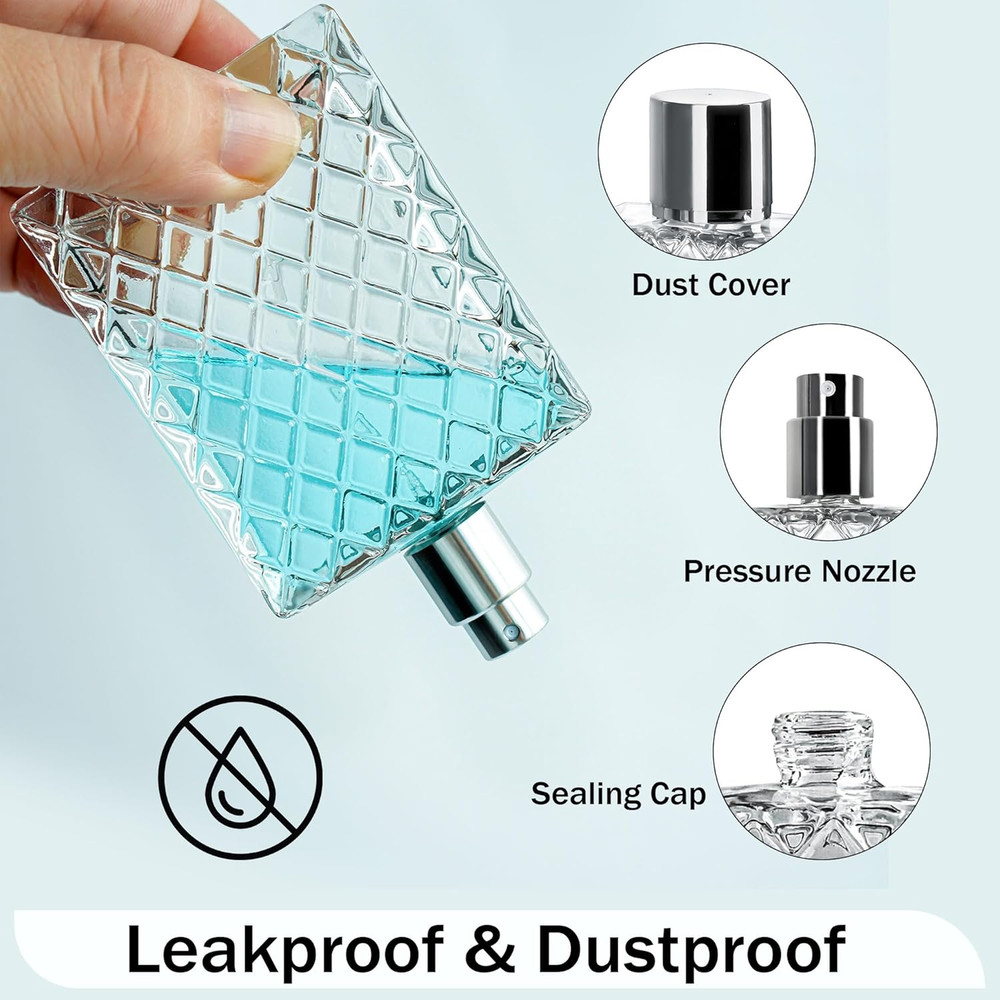 6 Pack Refillable Spray Bottles Perfume Atomizer, 100ML 3.4Oz Glass Empty Fine M