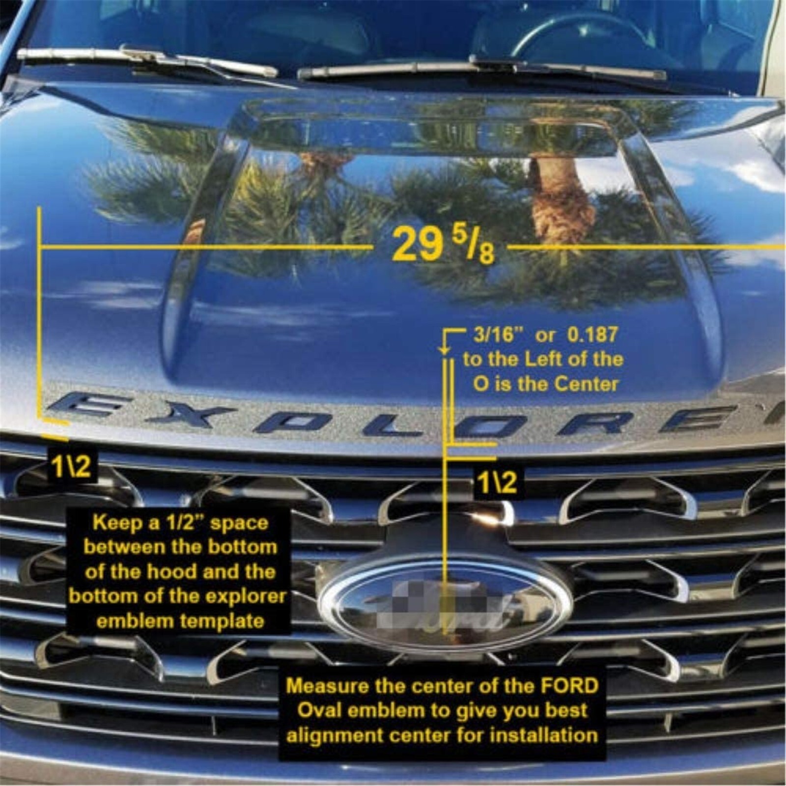 Front Hood Explorer Letters Decal Fit for 2011-2024 Explorer Model Emblem Badge