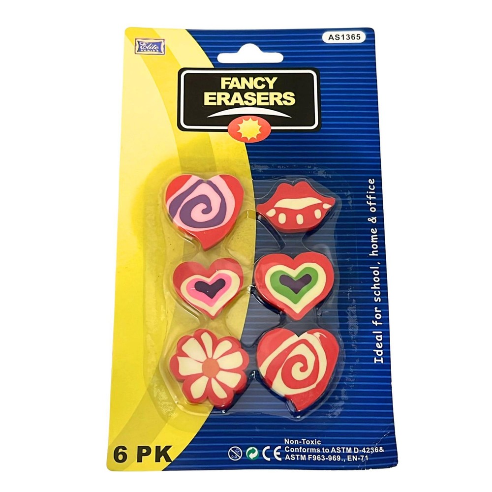 Non-Toxic Fancy Eraser: 6 Pack