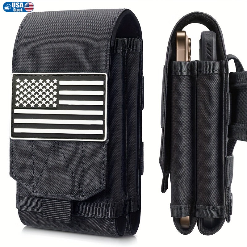 Tactical Outdoor Phone Pouch with American Flag Adjustable Strap