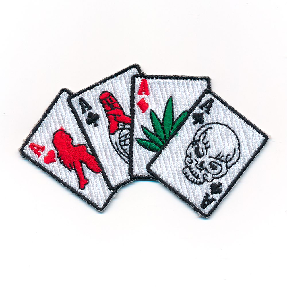 2 Four Aces Four Aces Rockabilly Gothic Skull Patch Iron On Patch Set 0987