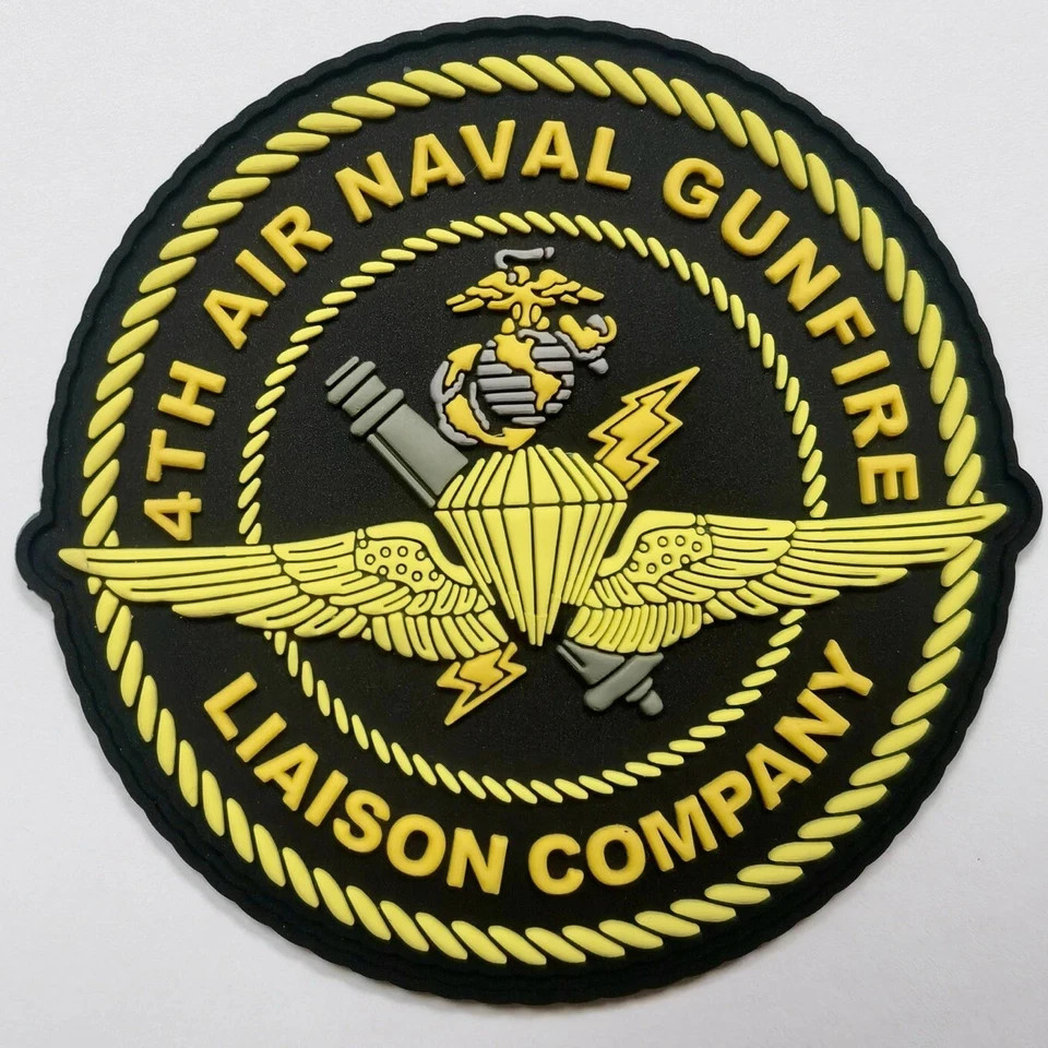 4th ANGLICO PVC Patch Black Gold | Hook & Loop Morale Patch | USMC