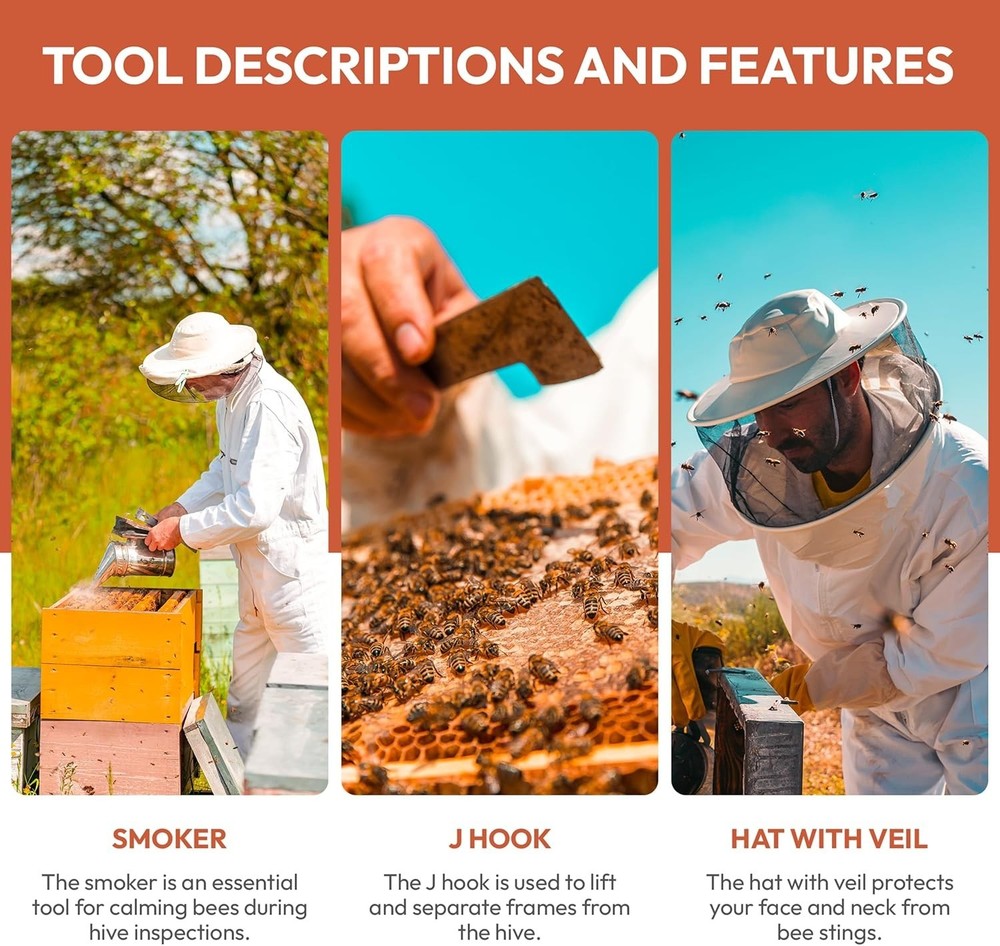 Bee Keeping Starter Kit | 11-Piece Beekeeping Supplies Set