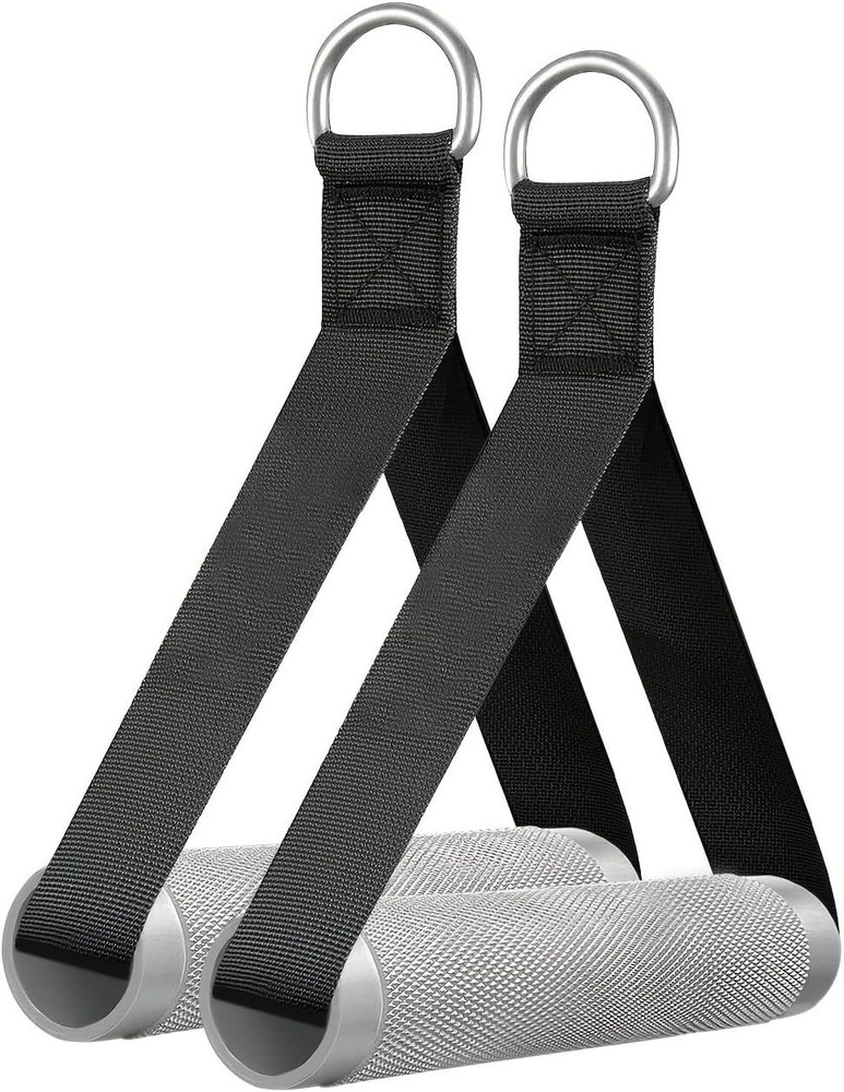 2Pack Upgraded Heavy Duty Exercise Handles for Cable Machine, Silver Black