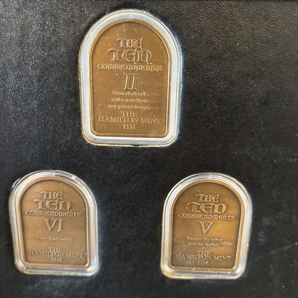 Hamilton Mint Ten Commandments Bronze Ingots with Case & Frame COA #0232/5000