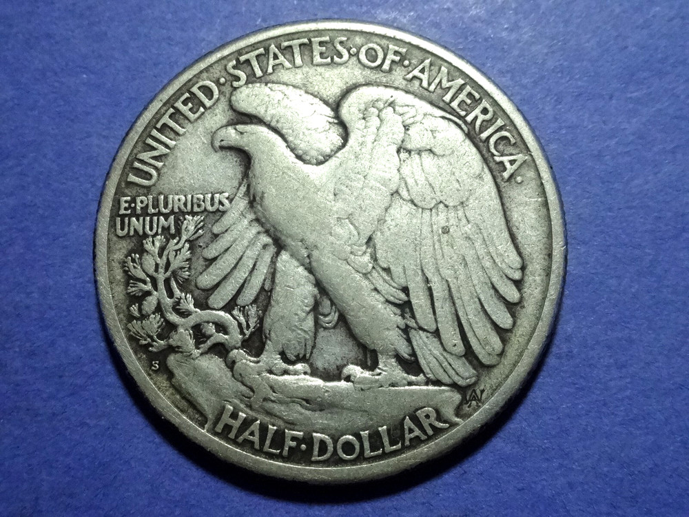 1918-S Walking Half Dollar VF
