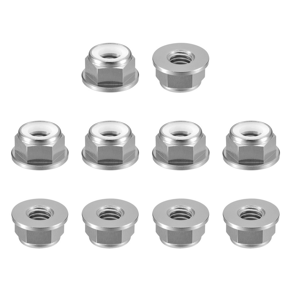 Nylon Insert Hex Lock Nuts, 10pcs - M5x0.8mm Self-Locking Nut(Titanium Gray)