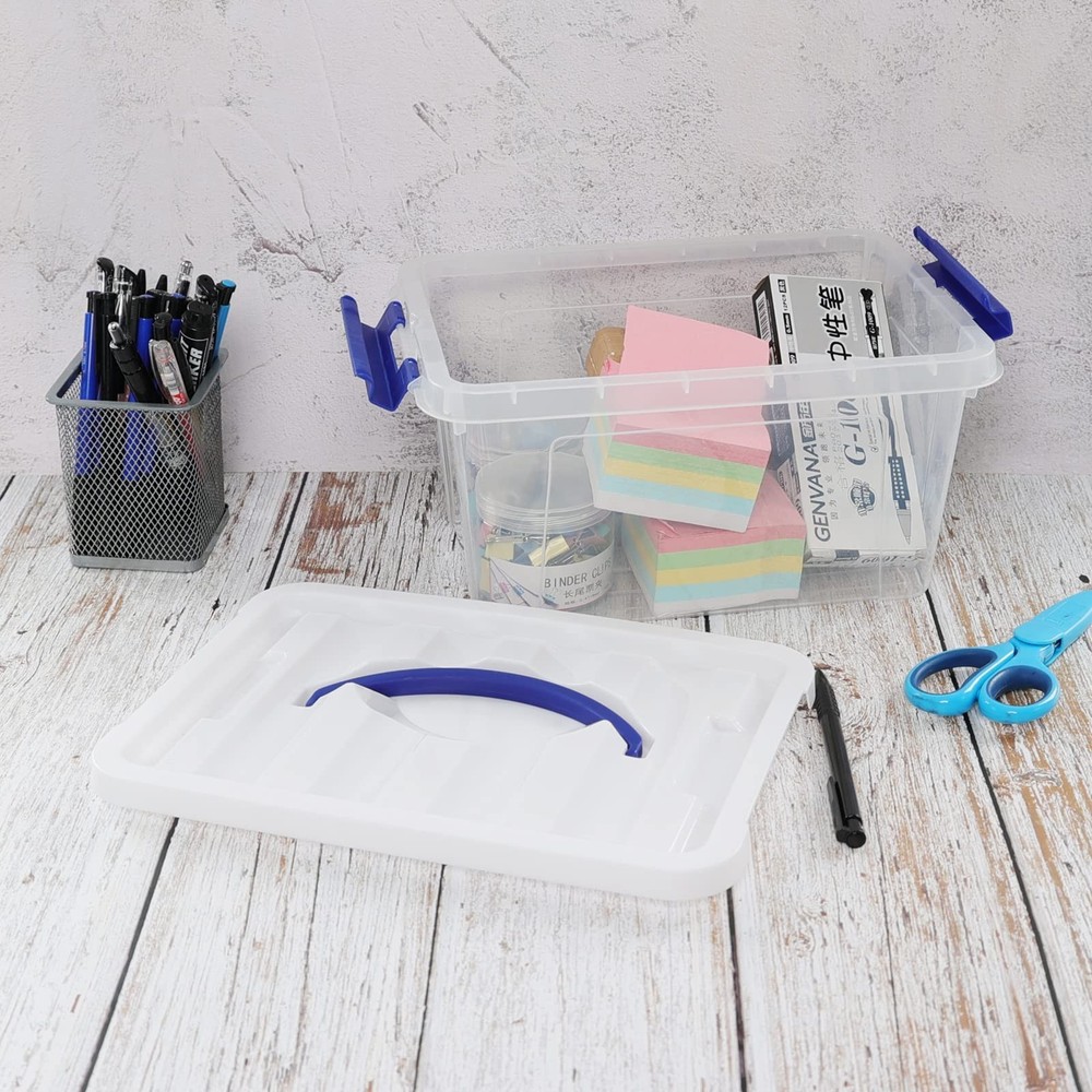 7 Quarts Small Plastic Storage Boxes, 6-pack Clear Boxes Totes with Lids