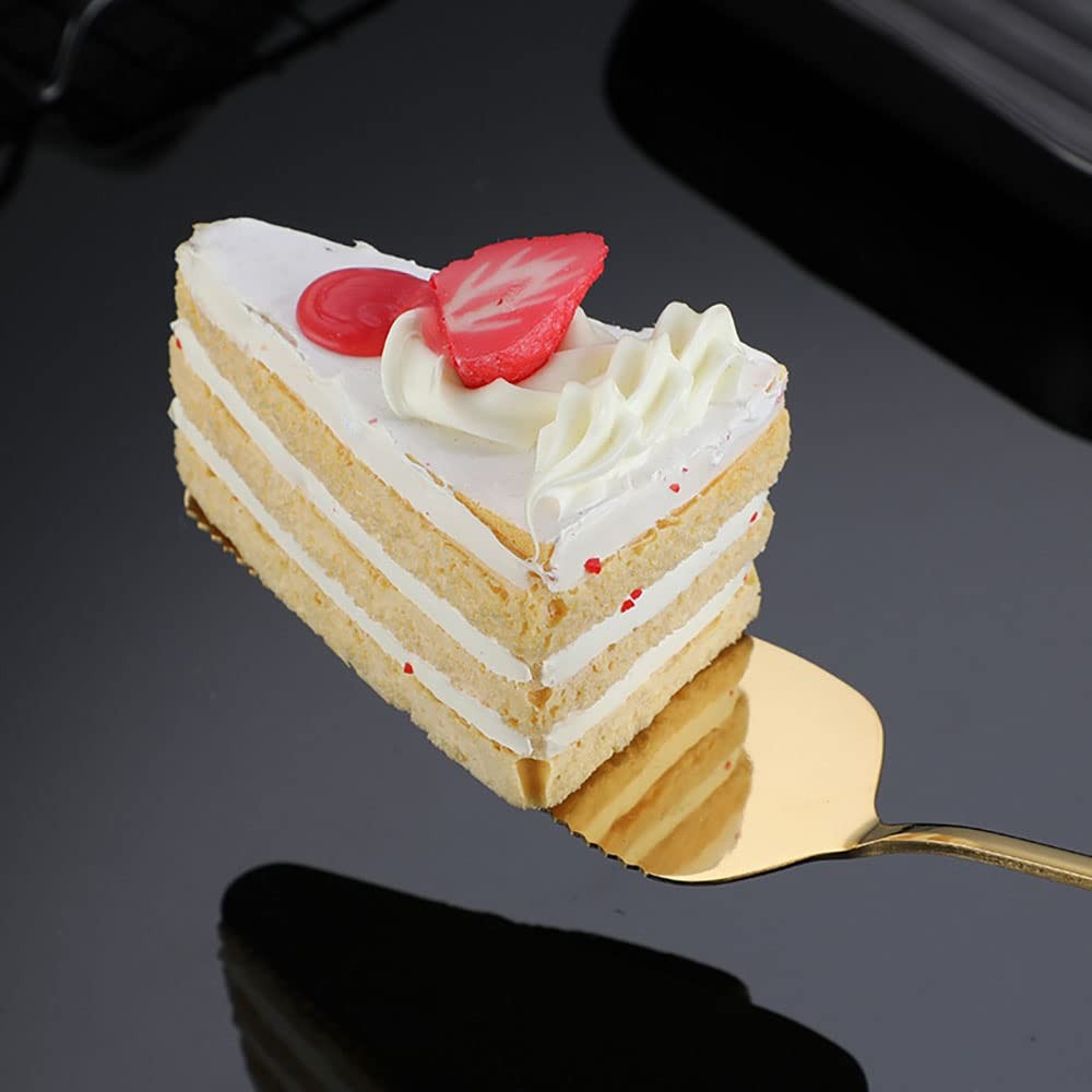 10 PCS Cake Server Pie Holder Transfer Triangular Spade Spatula Serrated Gold