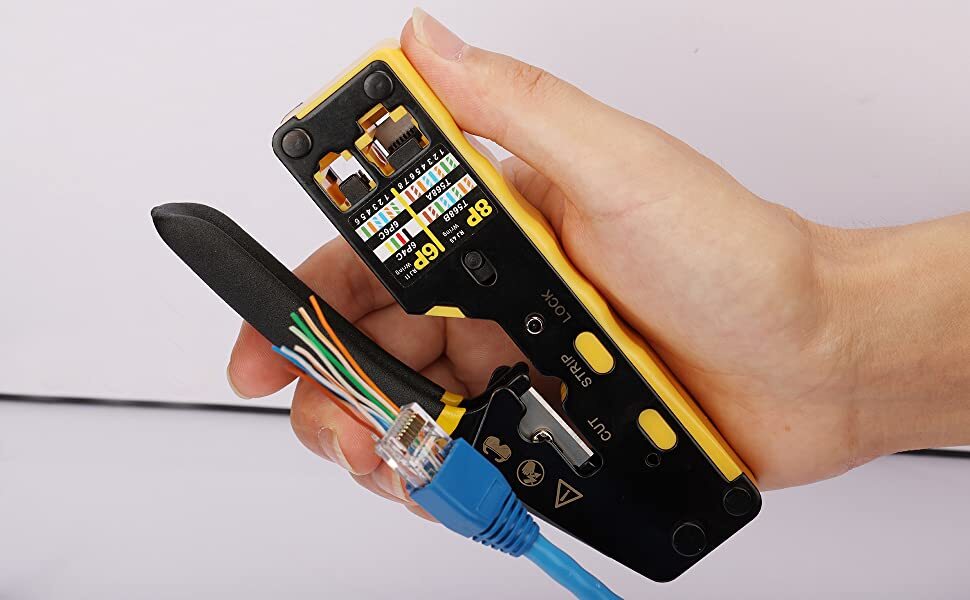 Crimp Tool Pass Through Crimper Cutter Modular Connector All-in-one Wire Tool