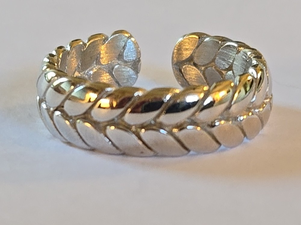 Sterling Silver ~ Braid Ring ~ Adjustable ~ Finger Cuff ~ Size 6 VINTAGE