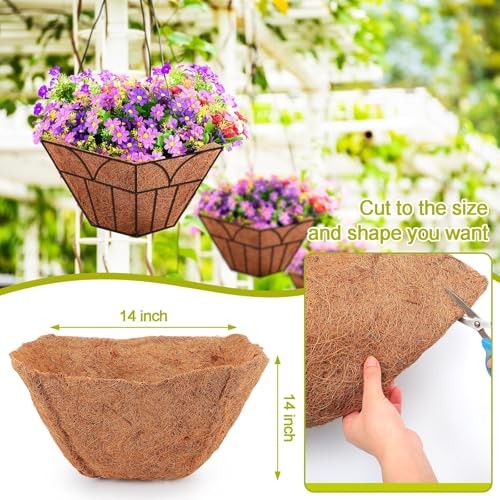 Pcs 14 Inch Square Coconut Liners Coir Fiber Replacement Liners Replaceable 2