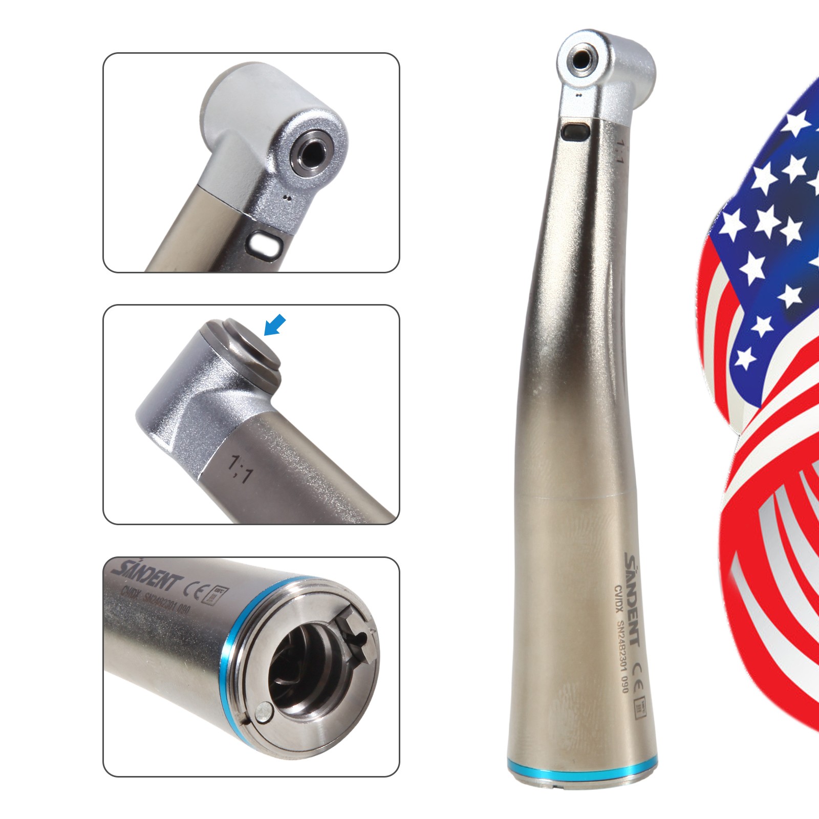 Dental Electric Handpiece 1:5/ 1:1 Fiber Optic Contra Angle/ 1:4.2 45° Surgical