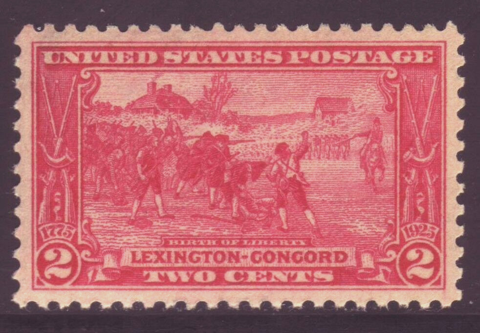 #618 LEXINGTON-CONCORD. EXTRA FINE 2. NEVER HINGED, ORIGINAL GUM. SCV $42.50+