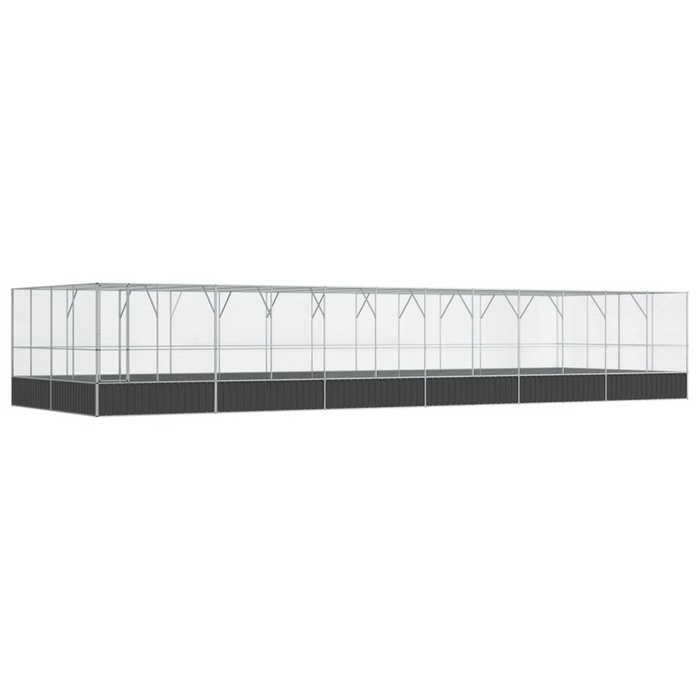 Aviary Silver and anthracite Galvanized steel Large Aviary