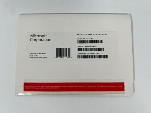 New Microsoft Windows Server 2019 Standard - New Sealed DVD Box
