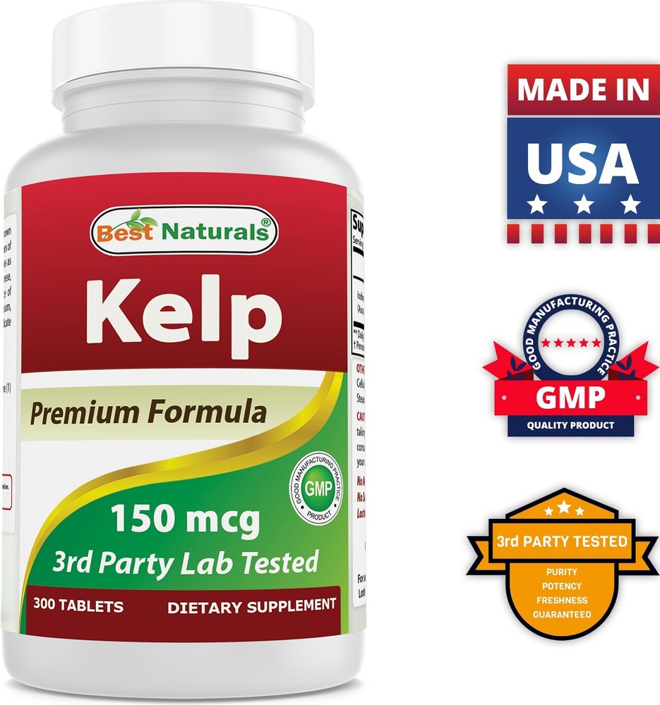 Best Naturals Kelp 150 mcg 300 Tablets *Healthy Thyroid Function*
