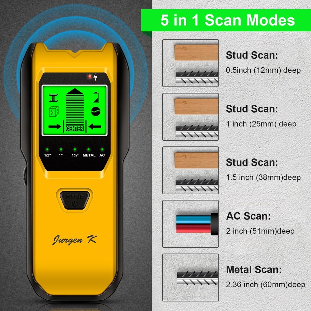 Stud Finder Wall Scanner, 5 in 1 Multifunction Stud Locator Smart Sensor