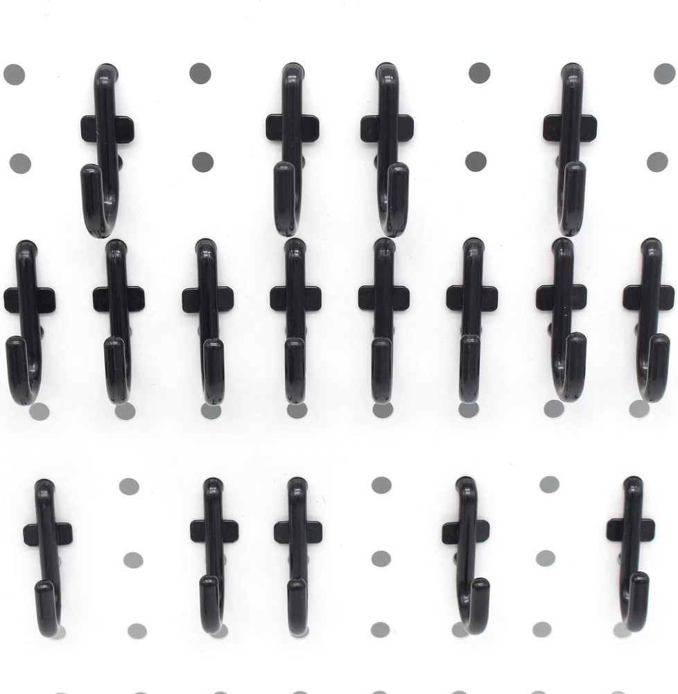 100PK Black Pegboard Hooks - Durable Metal with Rounded Tips for Safe Storage