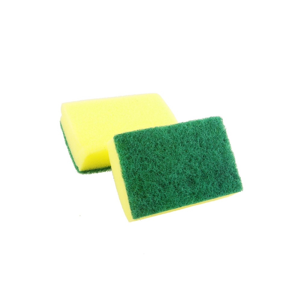 Green Yellow Rectangle Kitchen Dish Scouring Sponge Scrub Pad