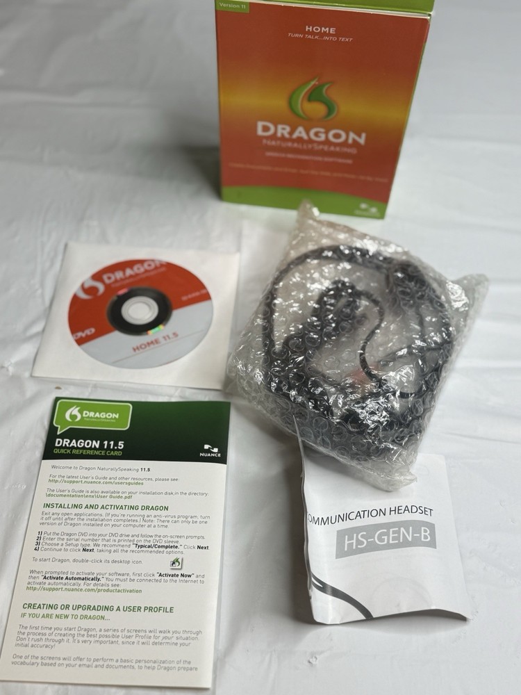 Dragon NaturallySpeaking Home 11 Software Sealed Disc w Headset Complete
