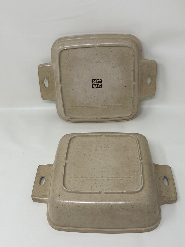LittonWare Microwave Square Pan Dish 1 Quart With Divided Lid Vintage