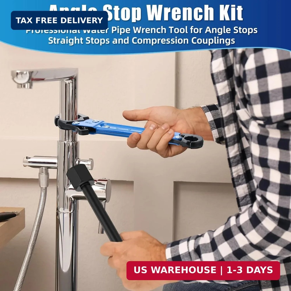 5 Pcs Angle Stop Wrench Kit Plumbing Tool, Compression Sleeve Puller for 1/2" Co