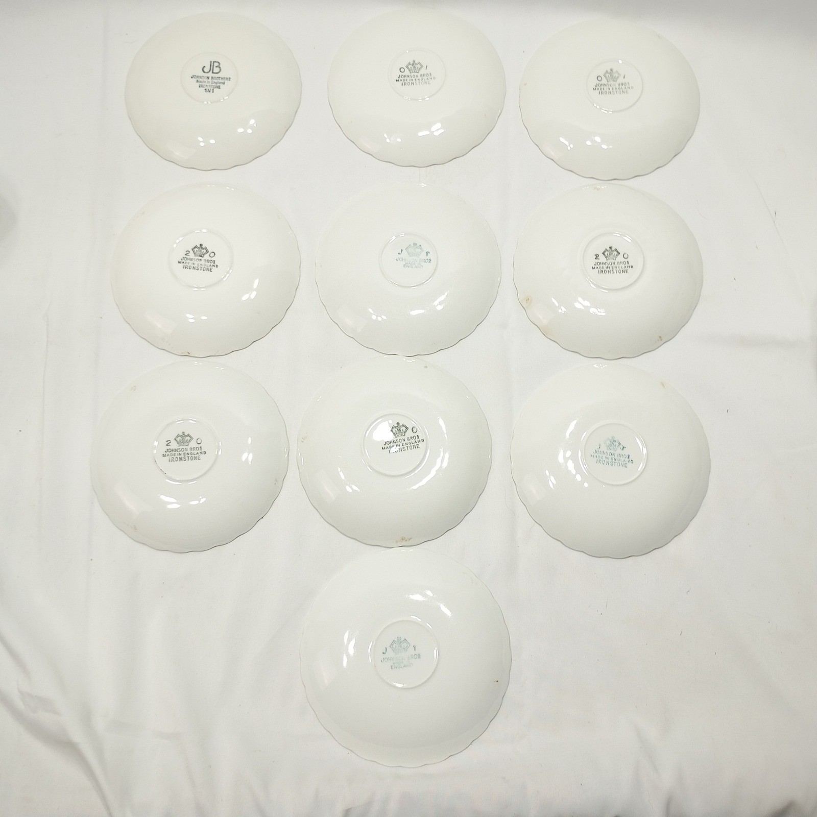 Johnson Bros Snow White Regency tea cups & saucers set of 10