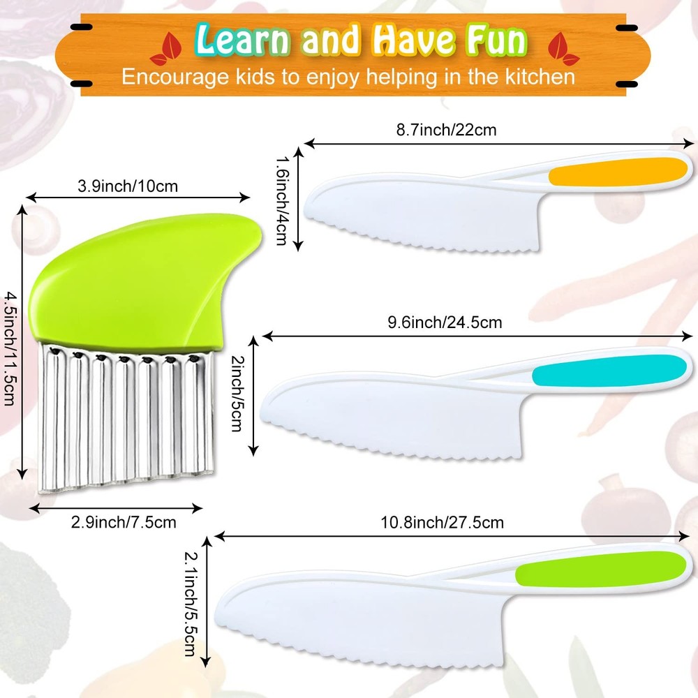 Knife Set 4 Pcs, Real Cooking Tools, Plastic, Multicolor