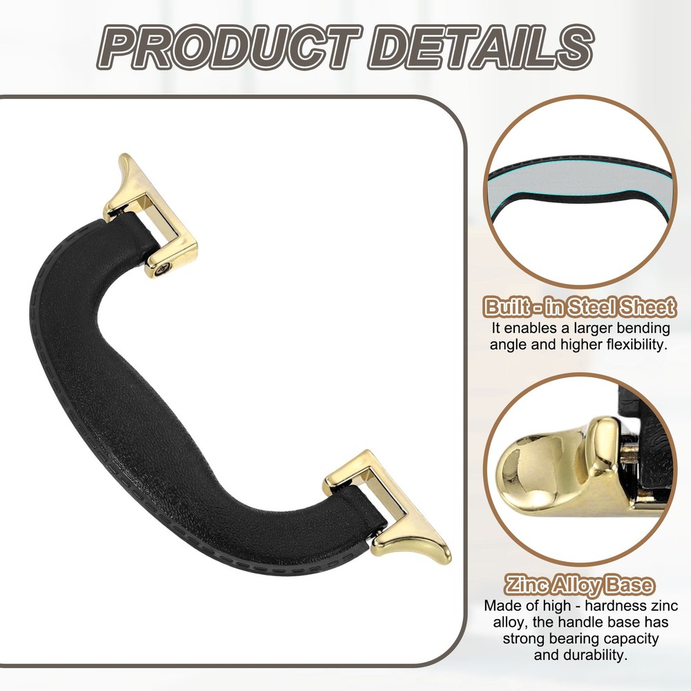 2Pcs Luggage Handle Plastic Pull Handle Grip Replacement with Screws Black Gold