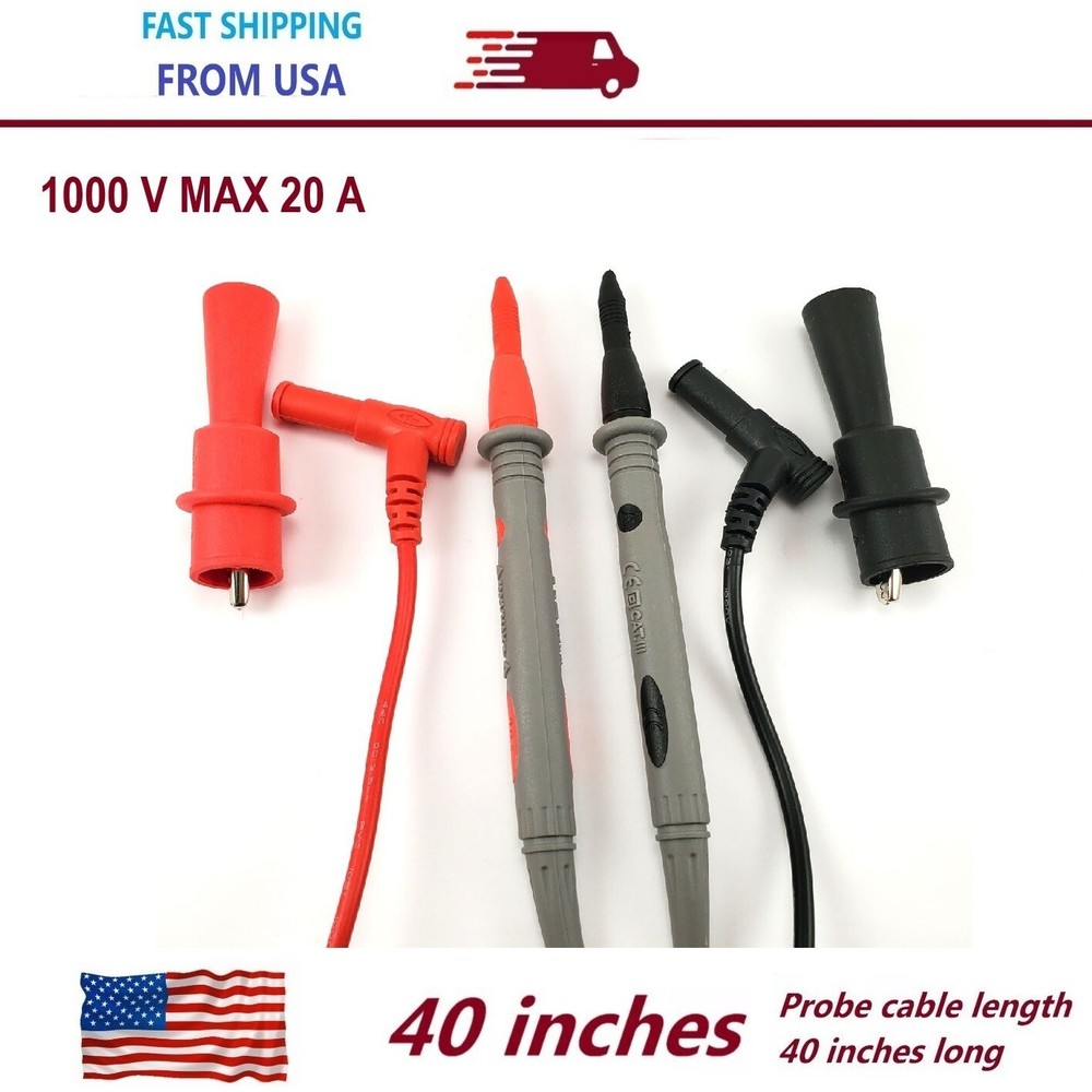 Multimeter Test Leads for Fluke Meter + Electrical Alligator Clip Probes 20A 40"