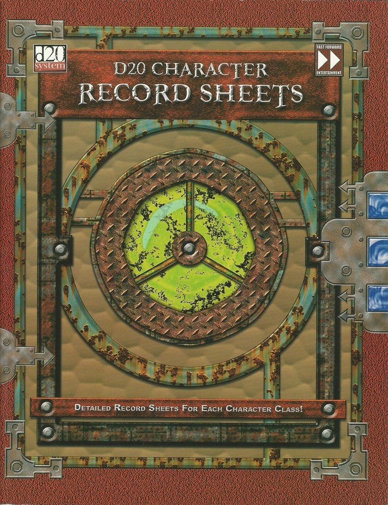 D&D 3rd ed D20 Character Record Sheets, Detailed sheets for each Class D&D  FS
