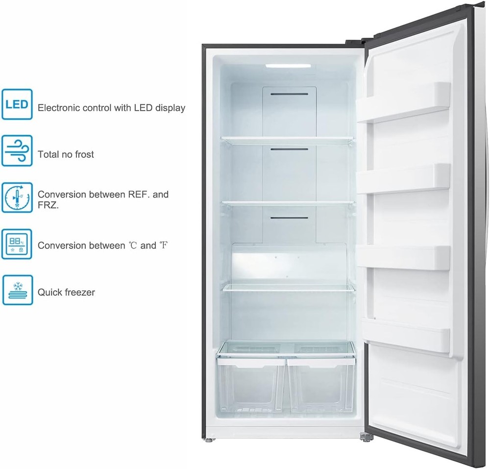 Smeta 21 Cu.Ft. Upright Freezer, Convertible Refrigerator with LED Control Panel