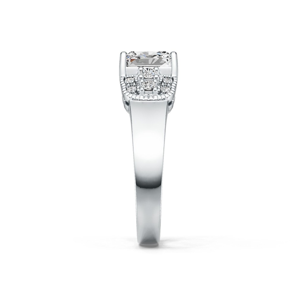 Sterling Silver Semi Mount Ring Setting Emerald OCT 8X8mm with White Topaz