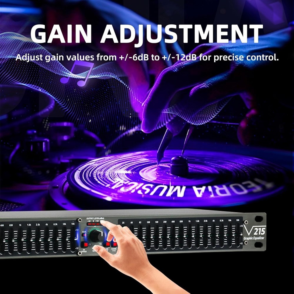Professional DJ Stereo Graphic Equalizer, 15-Band EQ